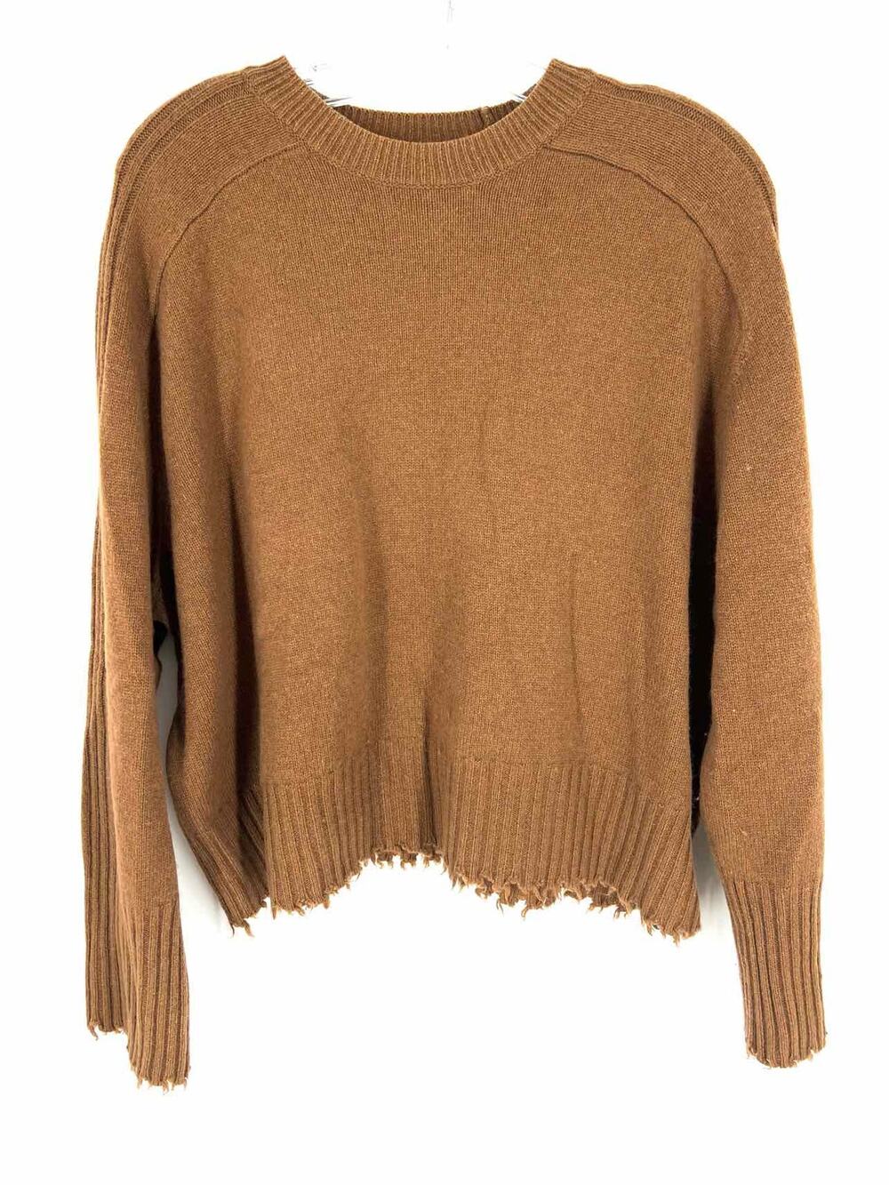 All Saints Size S Brown Raw Hem Cashmere/Wool Designer Sweater